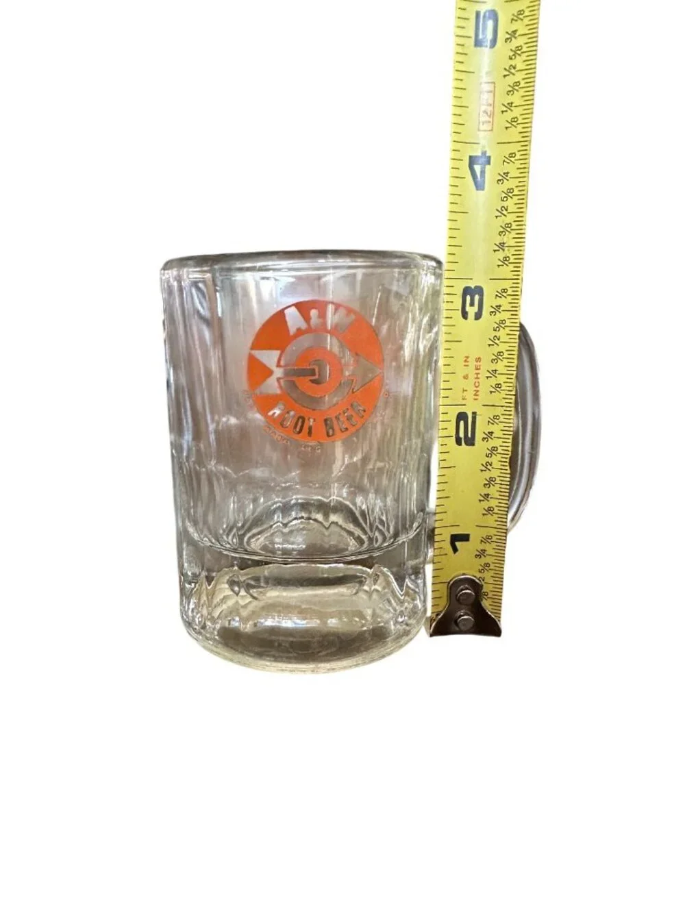 A&W Root Beer Vintage Glass Mug With Handle - Retro Orange Logo - Heavy-Duty